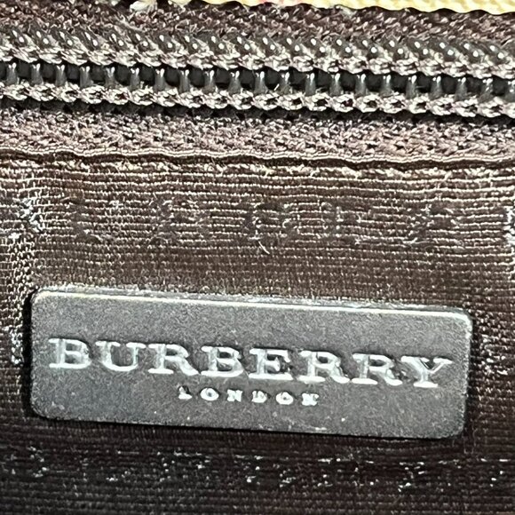 BURBERRY Checker Medium Tote Bag Beige/Brown Inside zipper pocket Purse PVC - Picture 12 of 16